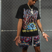 Super Brain Casual T-shirt Mesh Shorts Two-Piece Set