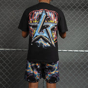 Super Brain Casual T-shirt Mesh Shorts Two-Piece Set