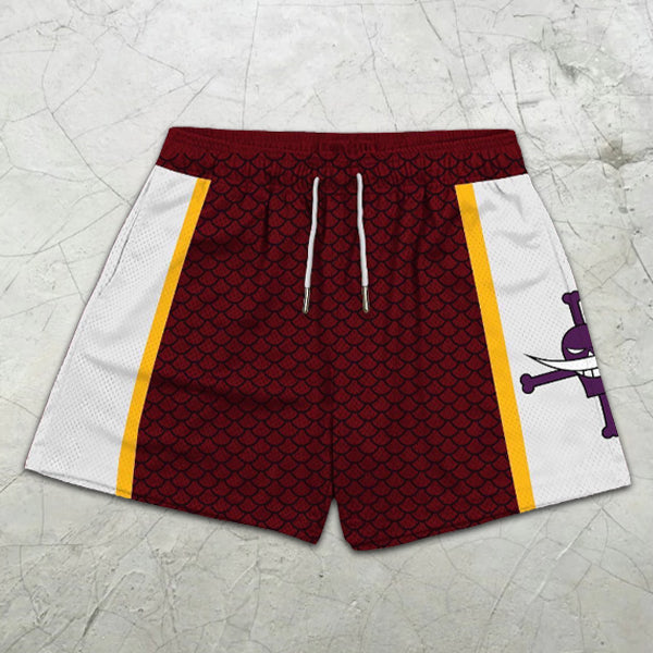 Graphic Print Colorblock Elastic Shorts
