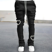 Retro casual printed street straight trousers