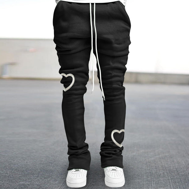 Retro casual printed street straight trousers
