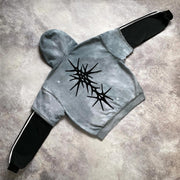 Vintage patchwork contrast zip hoodie