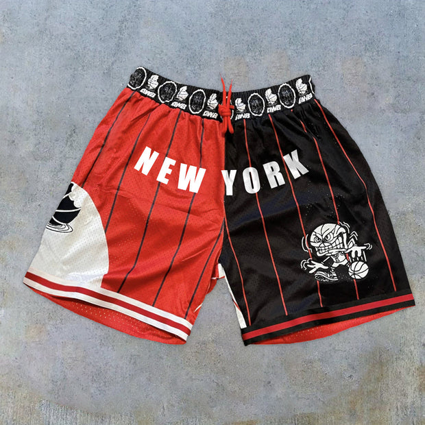 Casual Striped Letter Print Track Shorts