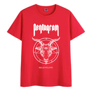 Cotton round neck literary print short-sleeved T-shirt