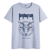 Cotton round neck literary print short-sleeved T-shirt