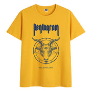 Cotton round neck literary print short-sleeved T-shirt