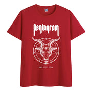 Cotton round neck literary print short-sleeved T-shirt