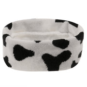 Striped knitted hat pullover hat black and white elements cow wool hat
