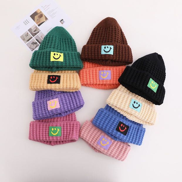 Black retro smiling men and women warm knitted hats