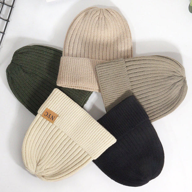 Casual and versatile NYC letter wool knitted hat Japanese style