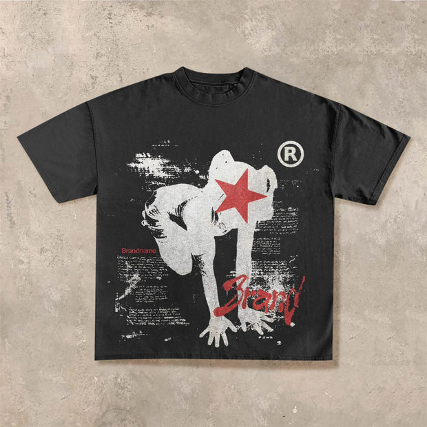 Fashionable personalized printed loose round neck T-shirt