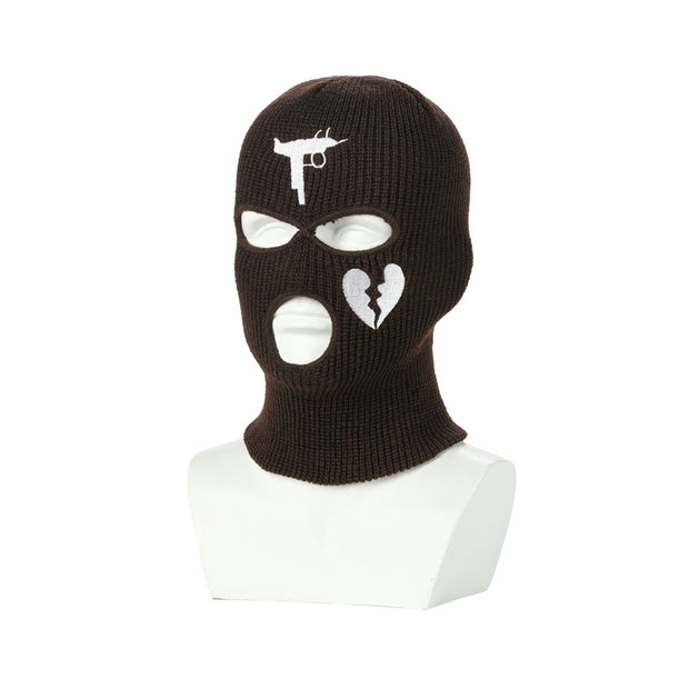 Knitted Ski Hat Outdoor Cycling Three Hole Mask Balaclava Head Cover