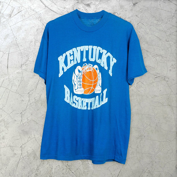 Fashion printed loose blue T-shirt