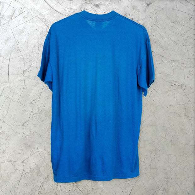Fashion printed loose blue T-shirt