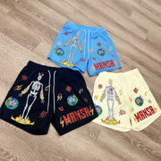 Relaxed Preppy Skull Print Shorts