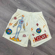 Relaxed Preppy Skull Print Shorts