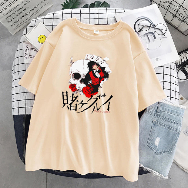 Skull pattern loose couple design T-shirt