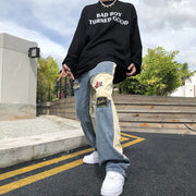 Vintage oatchwork ripped hip hop jeans