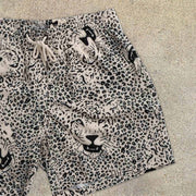 Vintage Tiger Pattern Seaside Beach Shorts