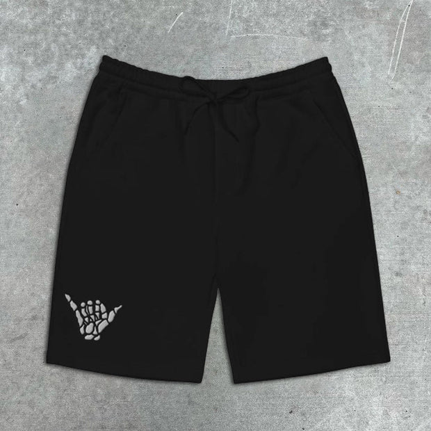 Skull Hand Print Elastic Shorts