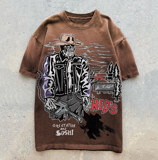Casual Skull Letter Print T-Shirt