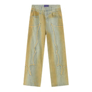 High Street Retro Washed Distressed Loose Jeans