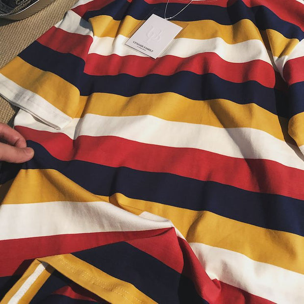 American striped loose short sleeve T-shirt