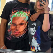 Retro hip-hop trendy printed street T-shirt