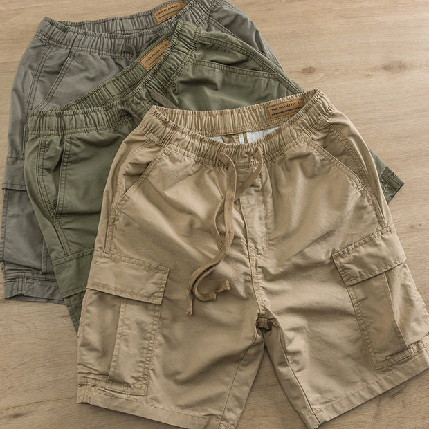 Multi Pocket Elastic Waist Cargo Shorts Casual Cropped Pants