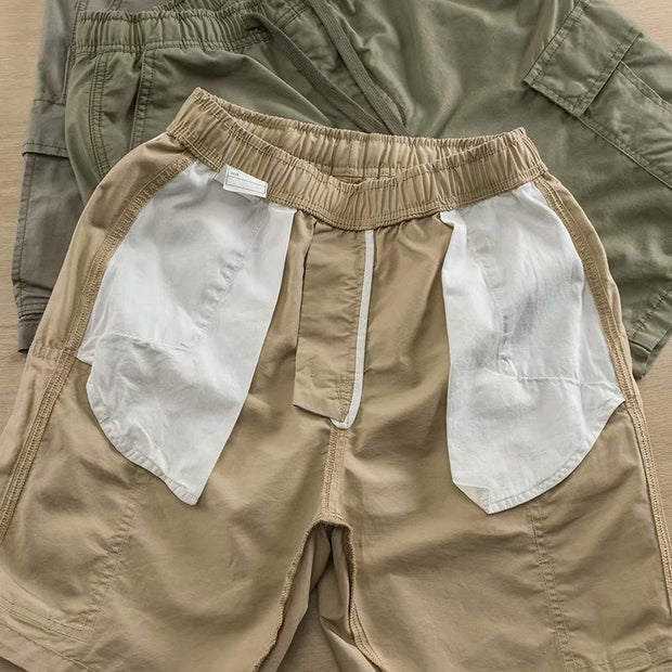Multi Pocket Elastic Waist Cargo Shorts Casual Cropped Pants