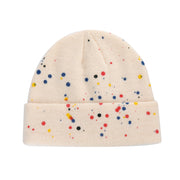 Spray-painted colorful polka dot graffiti wool knitting hat