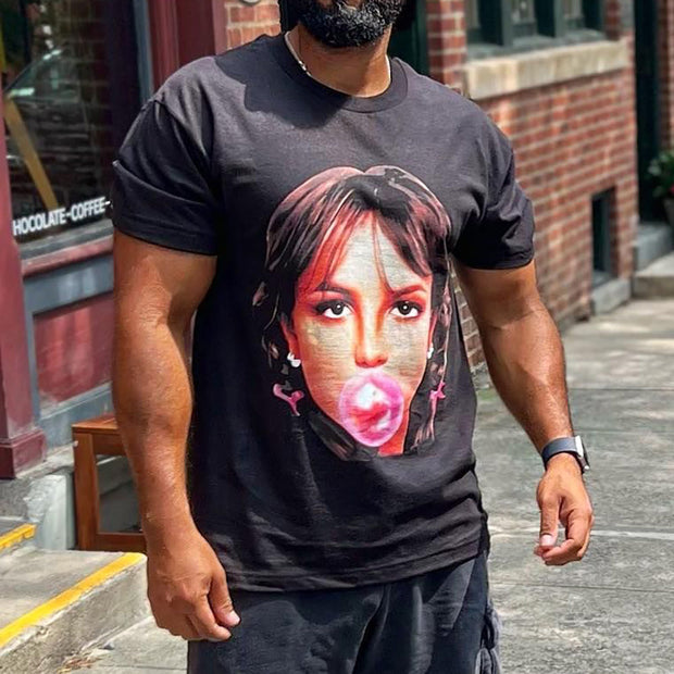 Britney Spears Print Short Sleeve T-Shirt