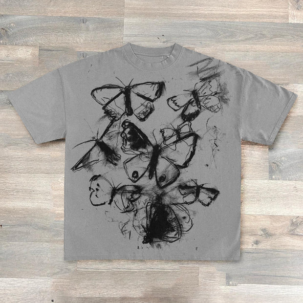 Butterfly Print Short Sleeve T-Shirt