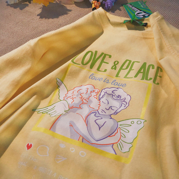 Love Angel Loose Round Neck Short Sleeve T-Shirt