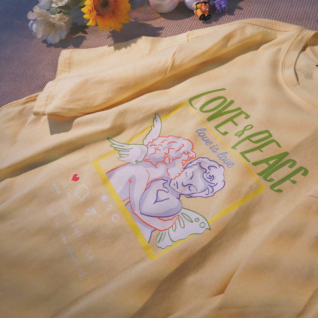 Love Angel Loose Round Neck Short Sleeve T-Shirt