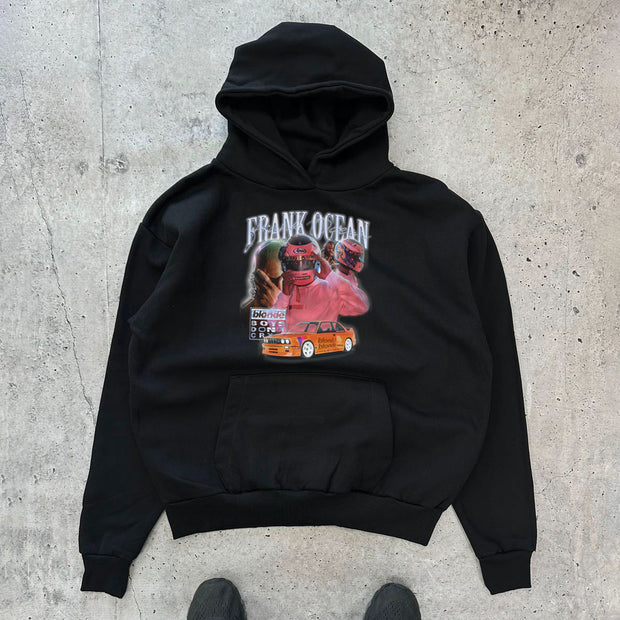 Fashion Blond Earth Print Long Sleeve Hoodies