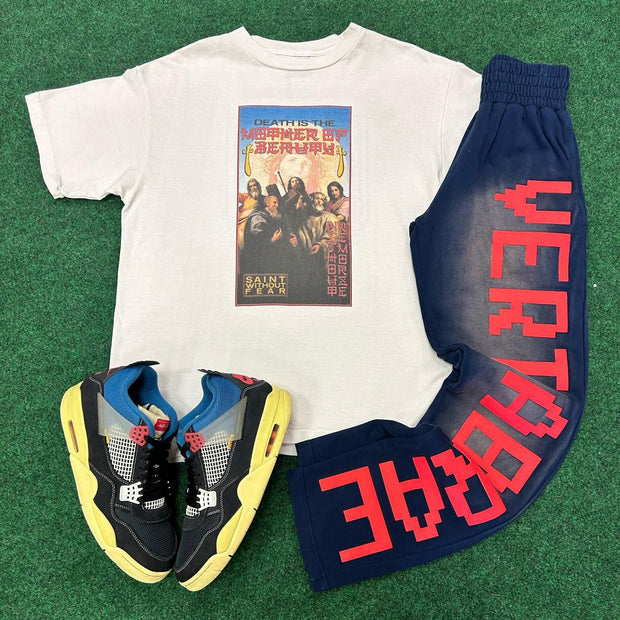 Casual Vertabrae Print T-shirt Sweatpants Two Piece Set