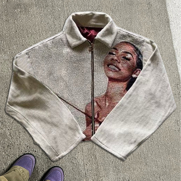 Hip Hop Tapestry Zip-Up Jacket