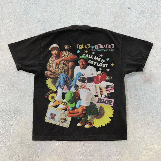Vintage Print Cozy Street T-Shirt