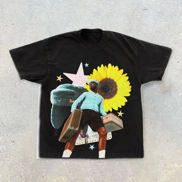 Vintage Print Cozy Street T-Shirt