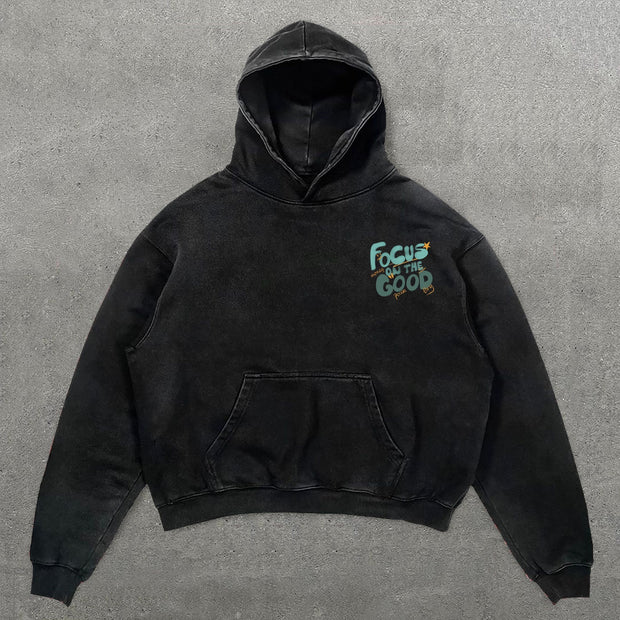 Focus On The Good Print Long Sleeve Hoodies