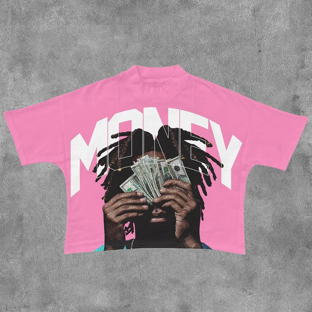 Personalized Basic Money Print Short Sleeve T-Shirt