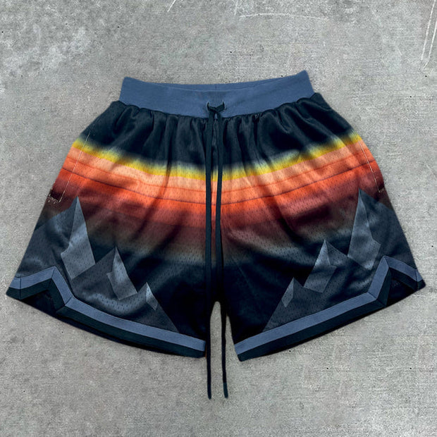 Trendy Gradient Print Track Shorts