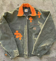 Contrast Lapel Cross Zip Jacket