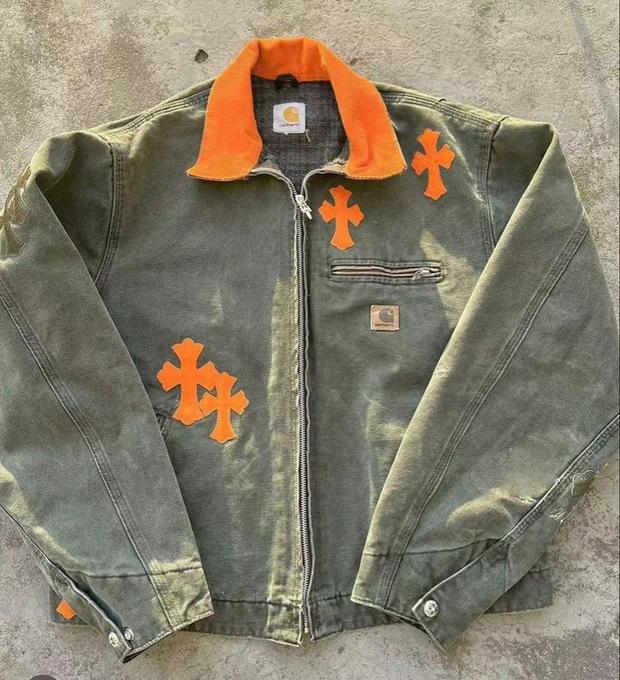 Contrast Lapel Cross Zip Jacket
