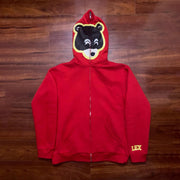 Cartoon bear print personality casual full zipper hoodie