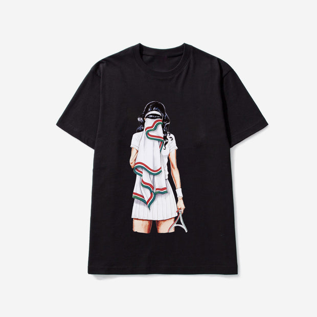 Personality girl pattern street short-sleeved T-shirt