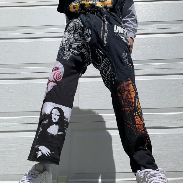Personalized Tide Brand Printed Street Straight Pants