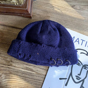 Trendy retro ripped knitted hat to keep warm