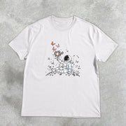 Astronaut Personality Butterfly Print Short Sleeve T-Shirt